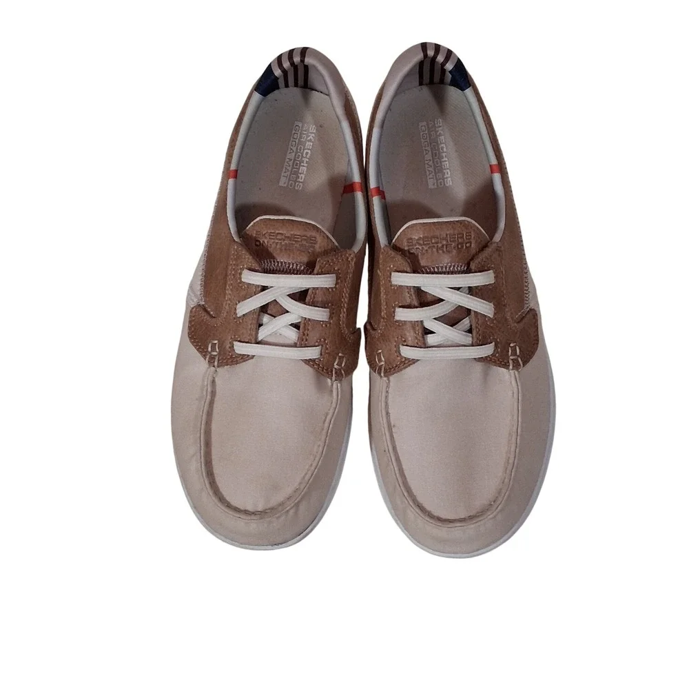 Skechers On-The-Go Boat Shoes Natural Beige Brown Loafers 136070 Mens 9